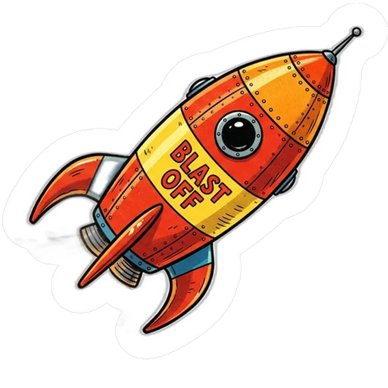 Retro rocket sticker