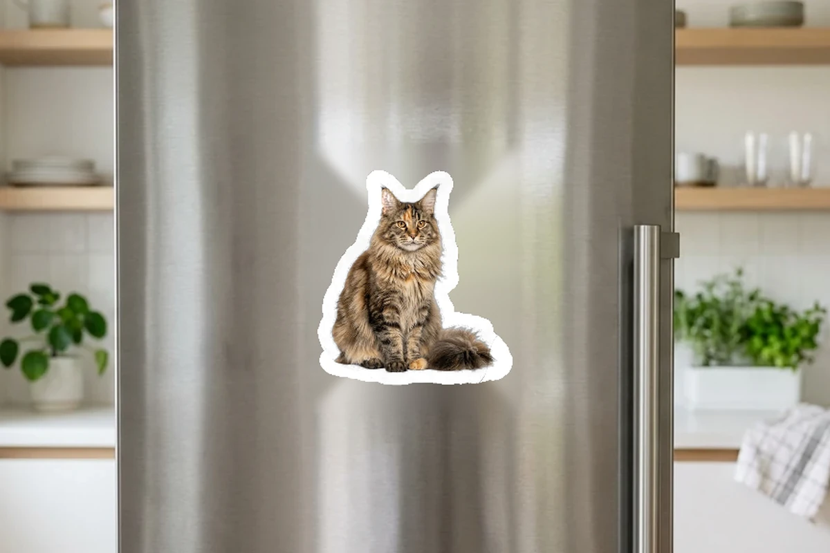 Maine coon – dekal av eget foto, applicerad i verklig miljö